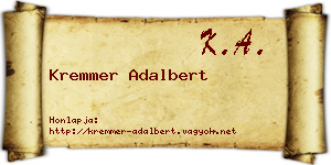 Kremmer Adalbert névjegykártya